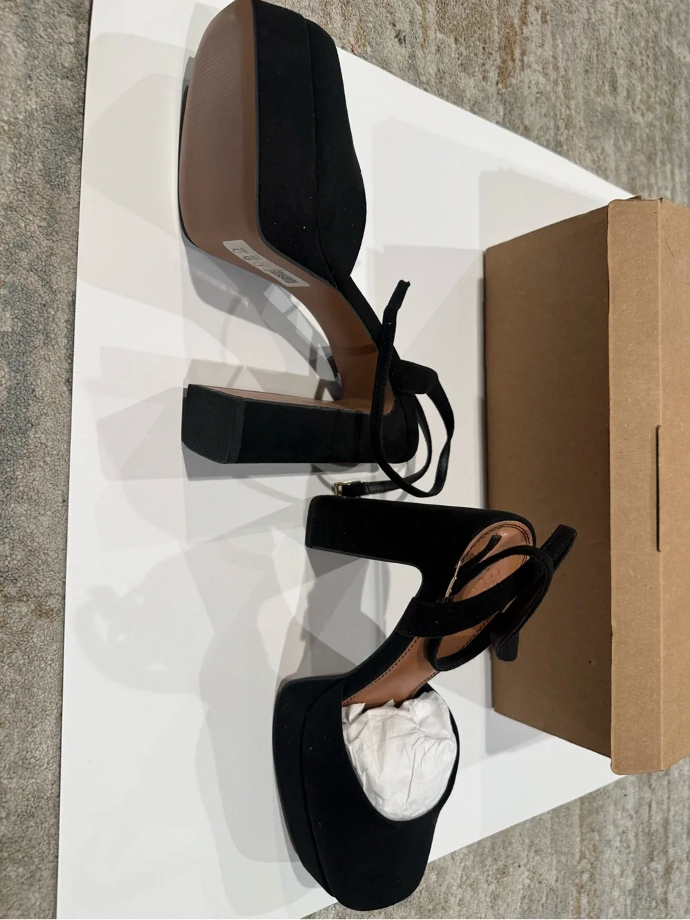 ASOS Black Suede Platform Block Heel Sandals